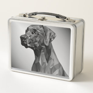 Gray Geometric Dog Metall Brotdose