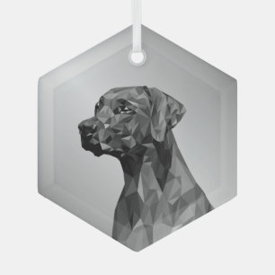 Gray Geometric Dog Ornament Aus Glas