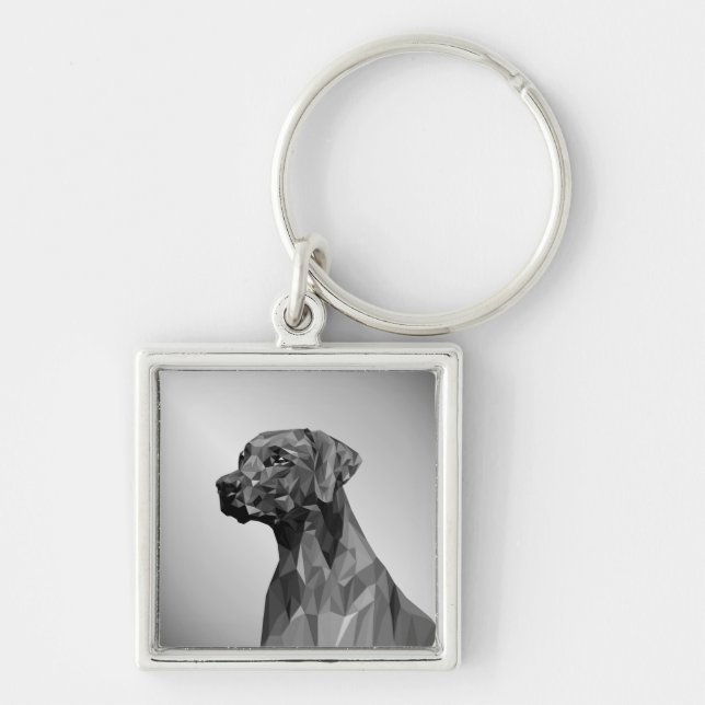 Gray Geometric Dog Schlüsselanhänger (Vorne)