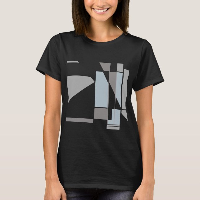 Gray Geometric MCM Abstrakt Art Motif aussehen T-Shirt (Vorderseite)