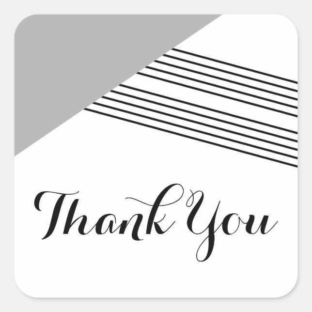 Gray Geometric Strips Danke Stickers (Vorderseite)