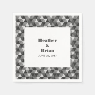 Gray Geometric Triangle Paper Napkins Serviette