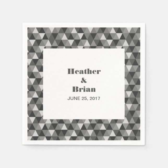 Gray Geometric Triangle Paper Napkins Serviette (Vorderseite)