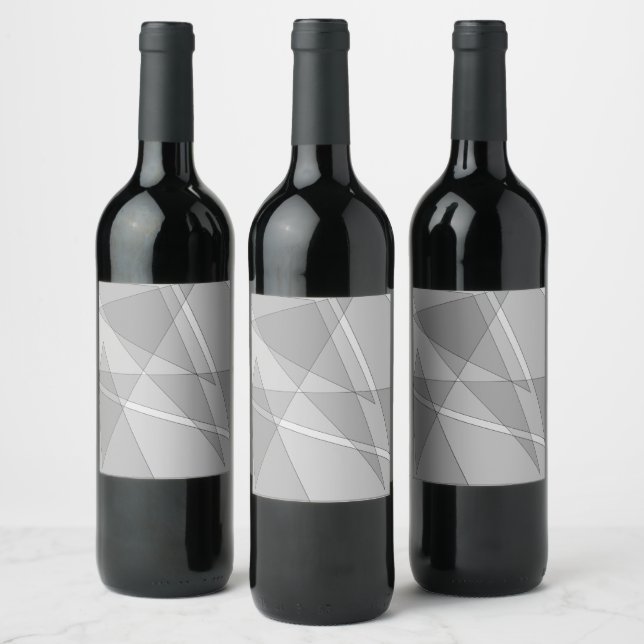 Gray Geometric Weinetikett (Flaschen)