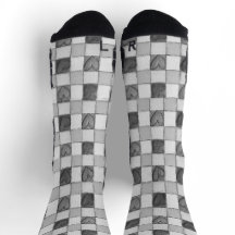 Gray Gingham Heart Socken
