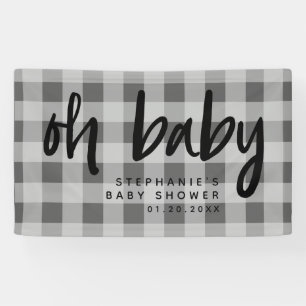 Gray Gingham Modern Baby Shower Banner