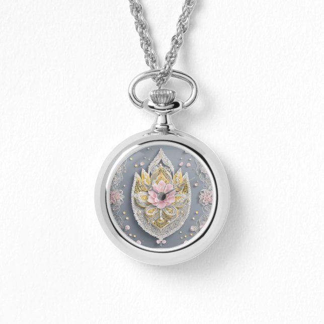 Gray Glass Lace AI art Armbanduhr (Vorderseite)