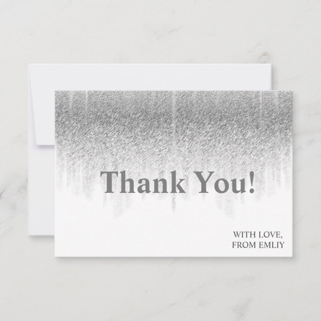 Gray Glitzer ombre chic Vielen Dank Dankeskarte (Vorderseite)