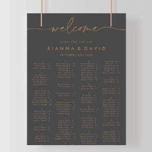 Gray Gold Classic Alphabetische Sitzkarte Poster