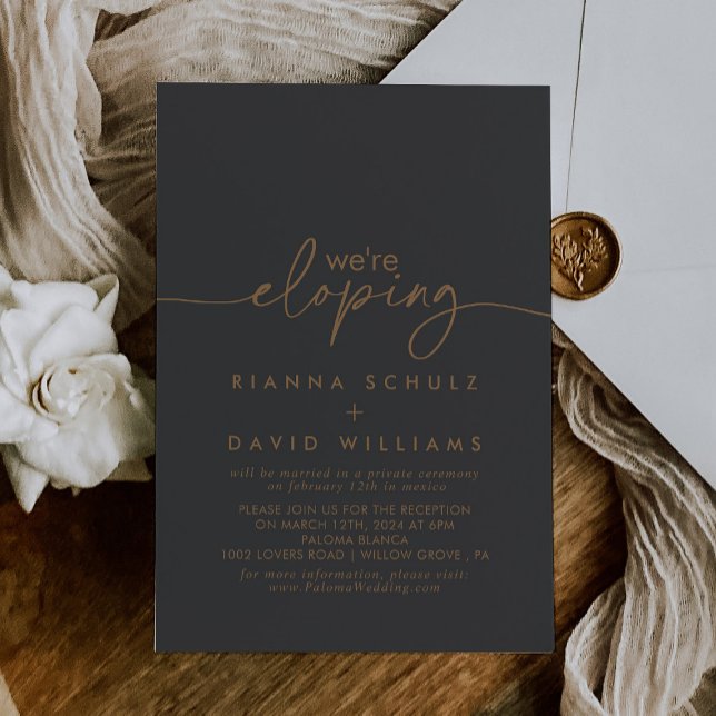 Gray Gold Classic Elopement Empfang Einladung (Von Creator hochgeladen)