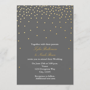 Gray & Gold Foil Dots Moderne Hochzeitseinladung Einladung