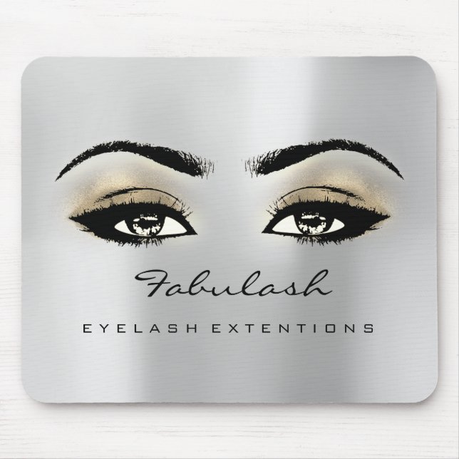 Gray Gold Glitzer Branding Schönheit Lashes Skinny Mousepad (Vorne)
