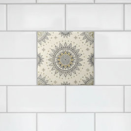 Gray Gold Mandala Pattern Fliese