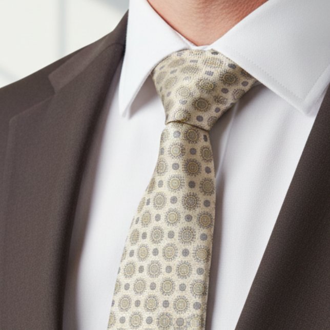 Gray Gold Mandala Pattern Krawatte (Von Creator hochgeladen)