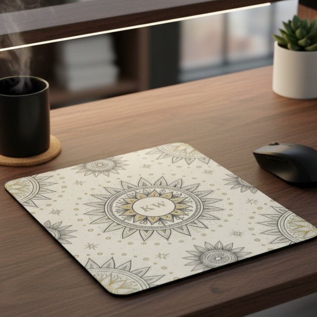 Gray Gold Mandala Pattern Mousepad (Von Creator hochgeladen)