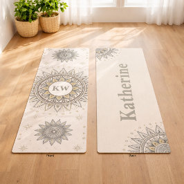 Gray Gold Mandala Pattern Yogamatte