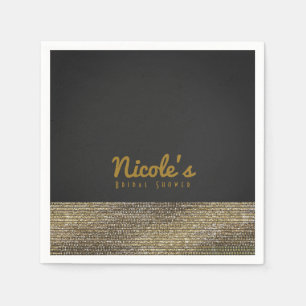 Gray & Gold Moderne Glam Sequins Chic Elegantes Pa Serviette