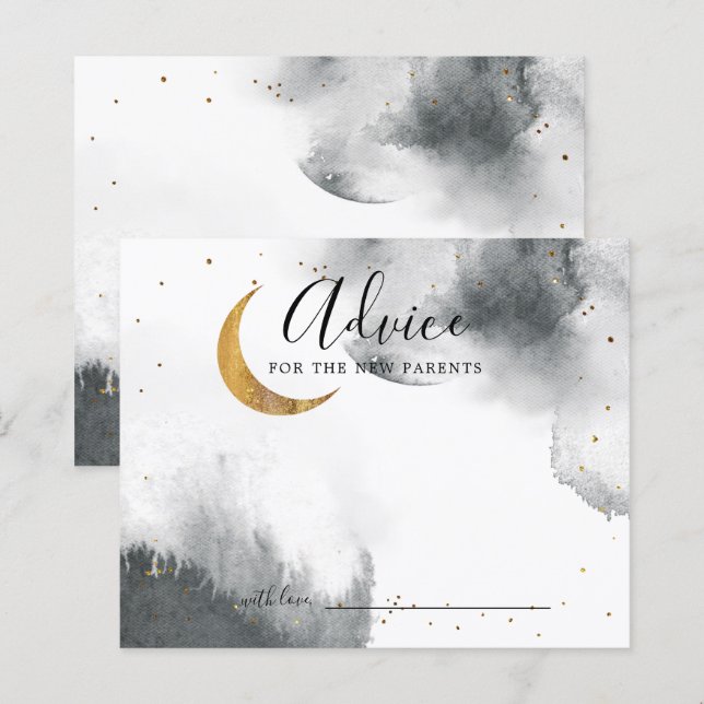 Gray Gold Moon Stars Baby Shower Addon Card (Vorne/Hinten)