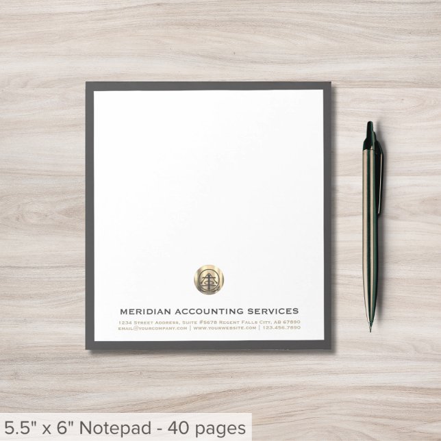 Gray Gold Siegel Business Notepad Notizblock (Von Creator hochgeladen)