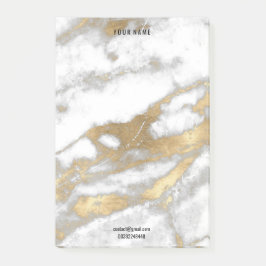 Gray Gold White Marmorstein Name Adress Lux Post-it Klebezettel