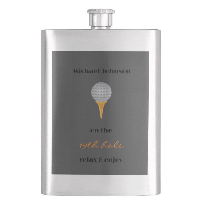 Gray Golf Ball Personalisiert Bachelor Party Flachmann (Vorderseite)