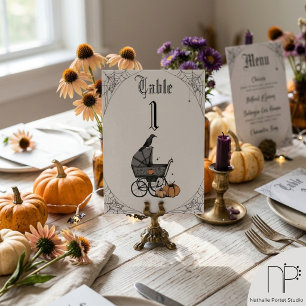 Gray Gothic Baby Shower Tischnummer
