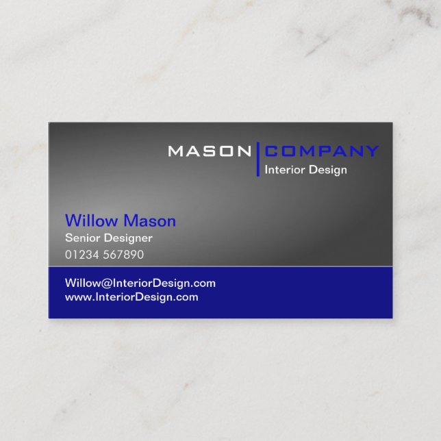 Gray Gradient & Dark Blue Corporate Business Card Visitenkarte (Vorderseite)