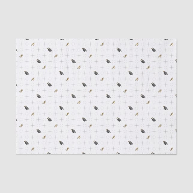 Gray Graduation Caps und Diploma Pattern Seidenpapier (Vorderseite)