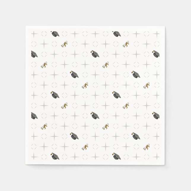 Gray Graduation Caps und Diploma Pattern Serviette (Vorderseite)