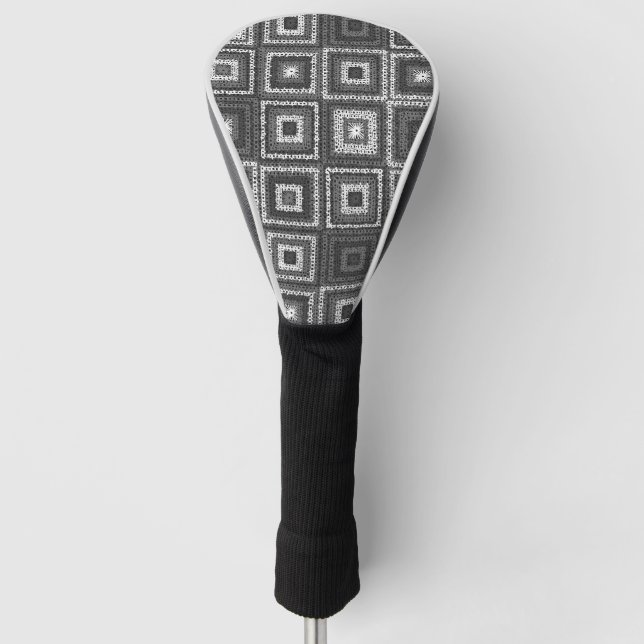 Gray Granny Square Pattern Golf Headcover (Vorderseite)