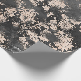 Gray-Graue, florale Grungy-Shabby Chic Geschenkpapier