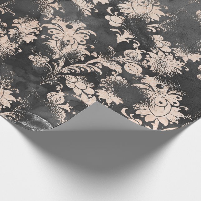 Gray-Graue, florale Grungy-Shabby Chic Geschenkpapier (Ecke)