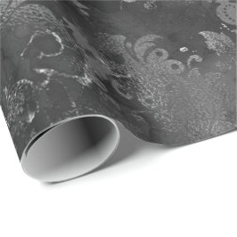 Gray Gray Silver Black Floral Grungrom Monochrom Geschenkpapier