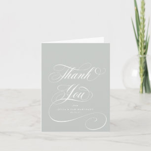 Gray Green Elegant Script Blank Wedding Dankeskarte