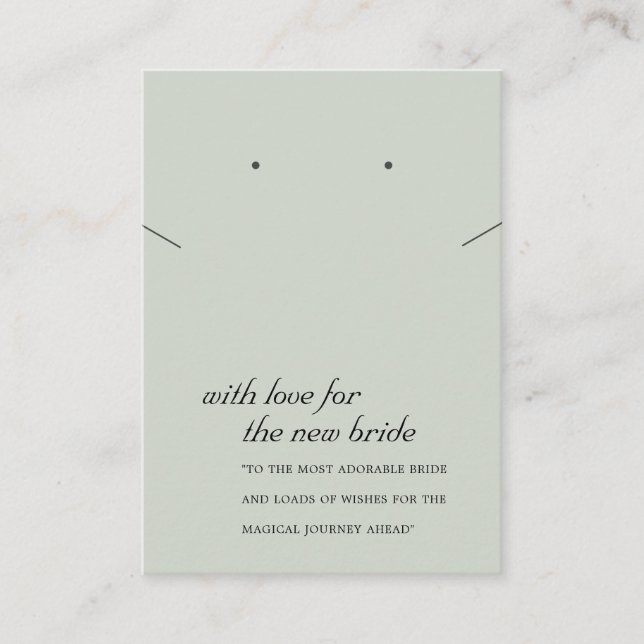 GRAY GREEN NEW BRIDE GIFT NECKLACE EARRING CARD PLATZKARTE (Vorderseite)