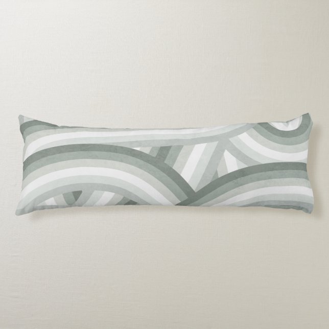 Gray-Green Retro Rainbow Stripes Pattern Seitenschläferkissen (Vorderseite)