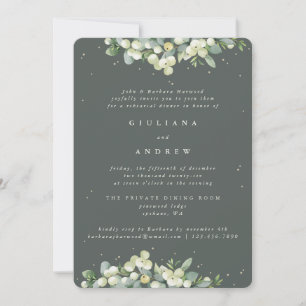 Gray Green Snowberry+Eucalyptus Wedding Probe Einladung