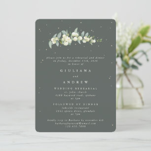 Gray Green Snowberry+Eucalyptus Wedding Probe Einladung