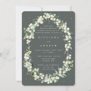Gray Green Snowberry+Eucalyptus Wedding Probe Einladung
