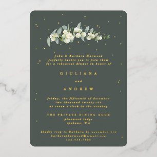 Gray Green Snowberry+Eucalyptus Wedding Probe Folieneinladung