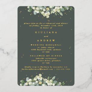 Gray Green Snowberry+Eucalyptus Wedding Probe Folieneinladung