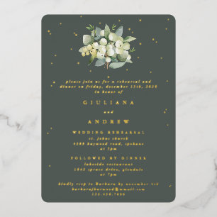 Gray Green Snowberry+Eucalyptus Wedding Probe Folieneinladung