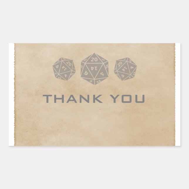 Gray Grunge D20 Dice Gamer Danke Stickers (Vorderseite)