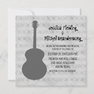 Gray Guitar Grunge Mariage Invitation