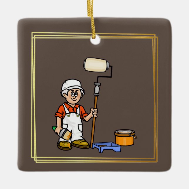 Gray Hair Ältere Male House Maler Ornament (Vorderseite)
