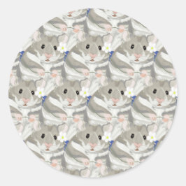 Gray Hamster Pattern Runder Aufkleber