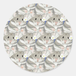 Gray Hamster Pattern Runder Aufkleber