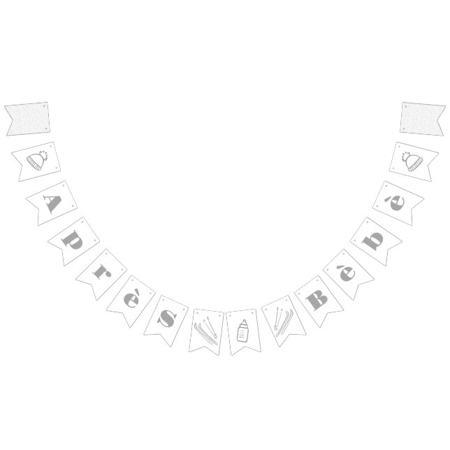 Gray Hand-Drawn Après Bébé Baby Shower Wimpelkette (Alle)