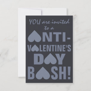 Gray Heart Anti-Valentine invitations à des fêtes 
