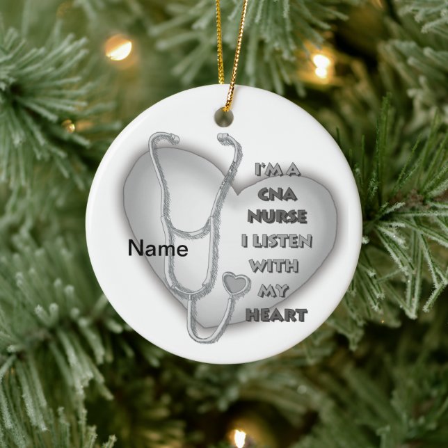 Gray Heart CNA Nurse Keramik Ornament (Baum)